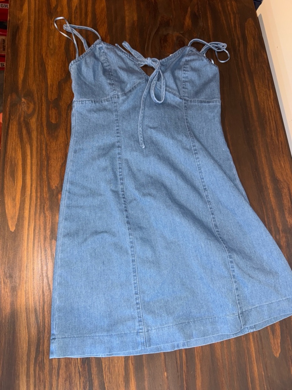 Altar'd State Light Blue Denim Tie-Strap Dress